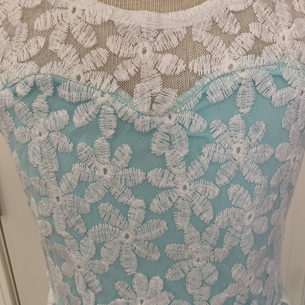 Turquoise and white girls dress size 14 - Picture 2 of 5